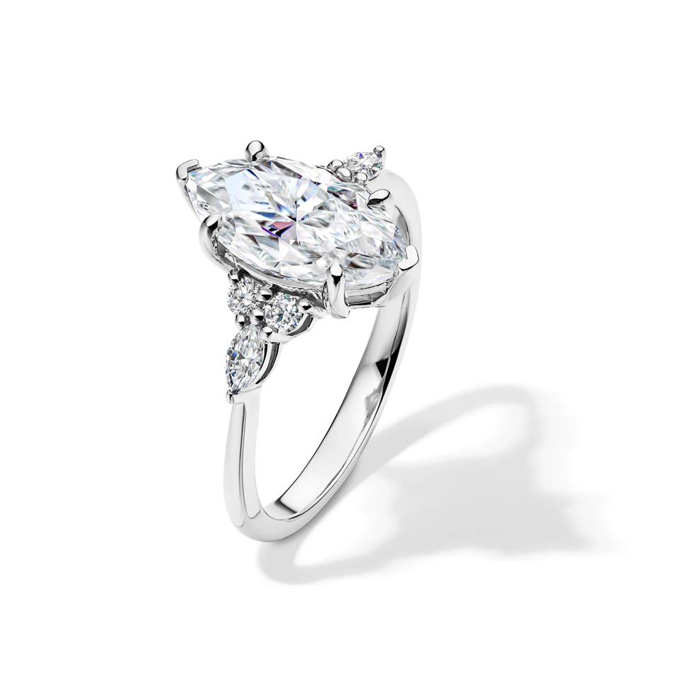 Lab-Created Moissanite Marquise Ring in 10K White Gold (2 1/4 ct. dew) – Image 4 of 4