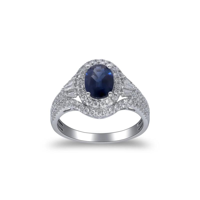 Blue Sapphire and Diamond Ring in 14K White Gold &#40;5/8 t. tw.&#41; – Image 1 of 5