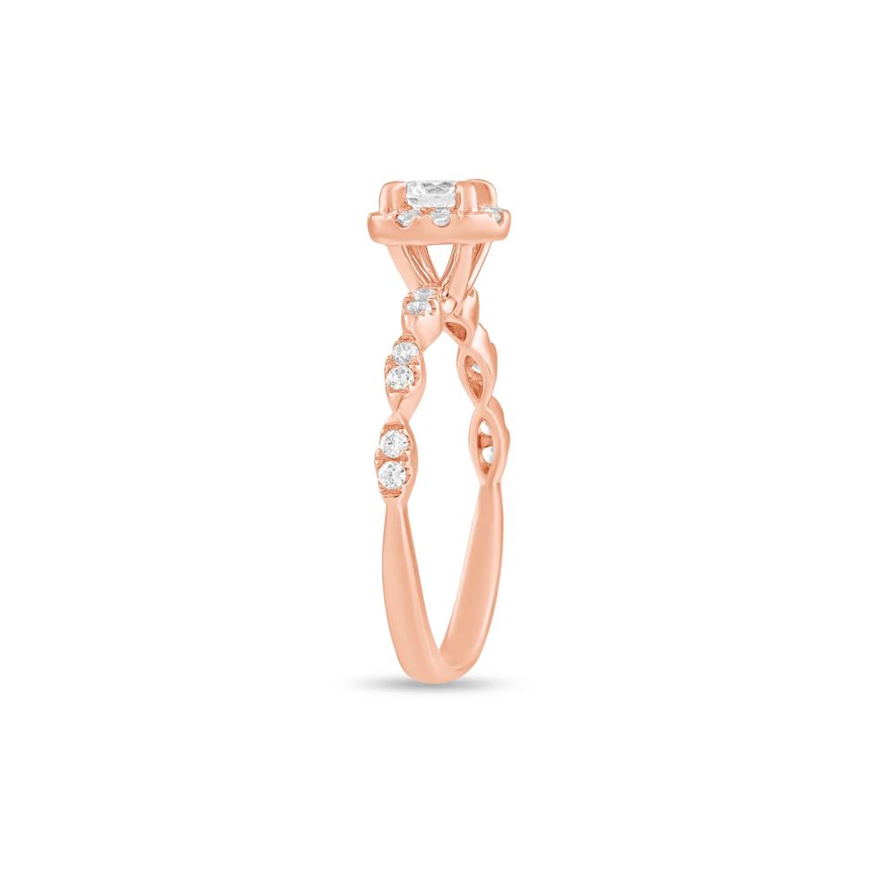 Diamond Round Halo Engagement Ring in 10K Rose Gold (1/2 ct. tw.) – Image 3 of 4