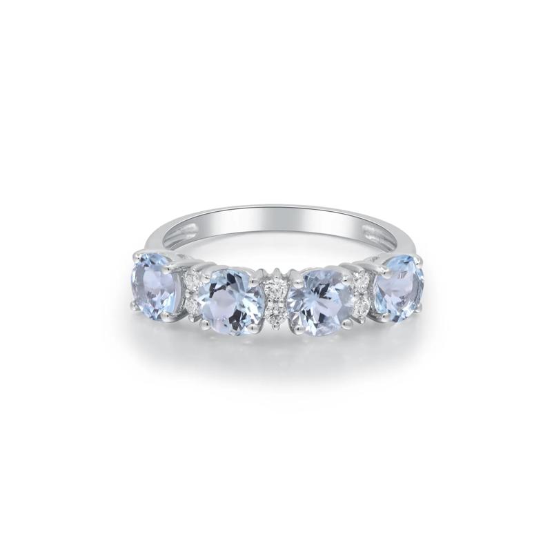 Aquamarine &amp; Diamond Ring in 10K White Gold &#40;1/10 ct. tw.&#41; – Image 4 of 5