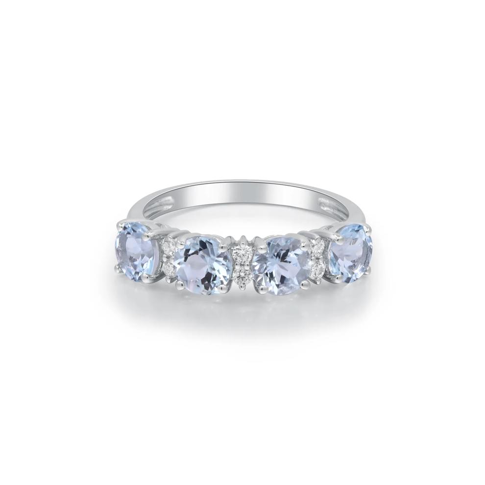 Aquamarine &amp; Diamond Ring in 10K White Gold (1/10 ct. tw.) – Image 4 of 5