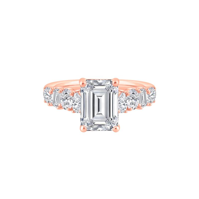 Lab Grown Emerald-Cut Diamond Engagement Ring in 14K Rose Gold &#40;4 ct. tw.&#41; – Image 1 of 3