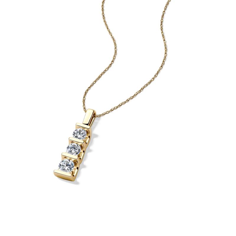 Lab Grown Diamond Three-Stone Pendant in 14K Yellow Gold &#40;1 ct. tw.&#41; – Image 4 of 4