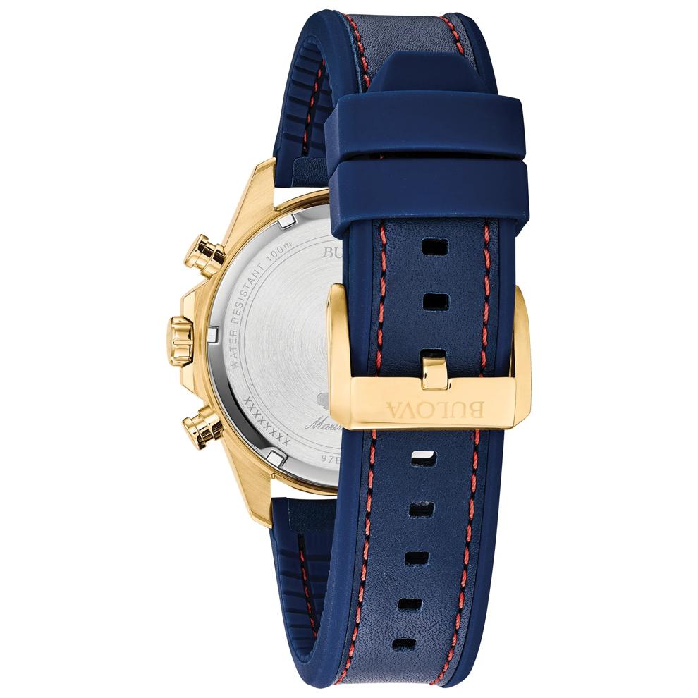 Men's Marine Star Watch With a Blue Leather and Silicone Strap – Image 3 of 3