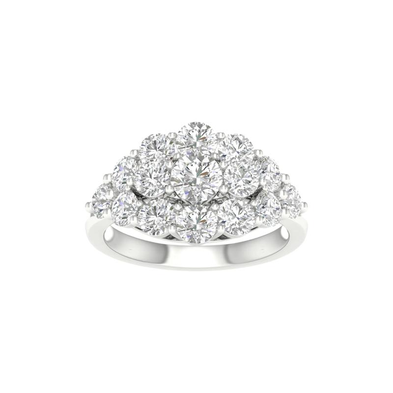 Lab Grown Diamond Round Cluster Ring in 14K White Gold &#40;3 ct. tw.&#41; – Image 1 of 4