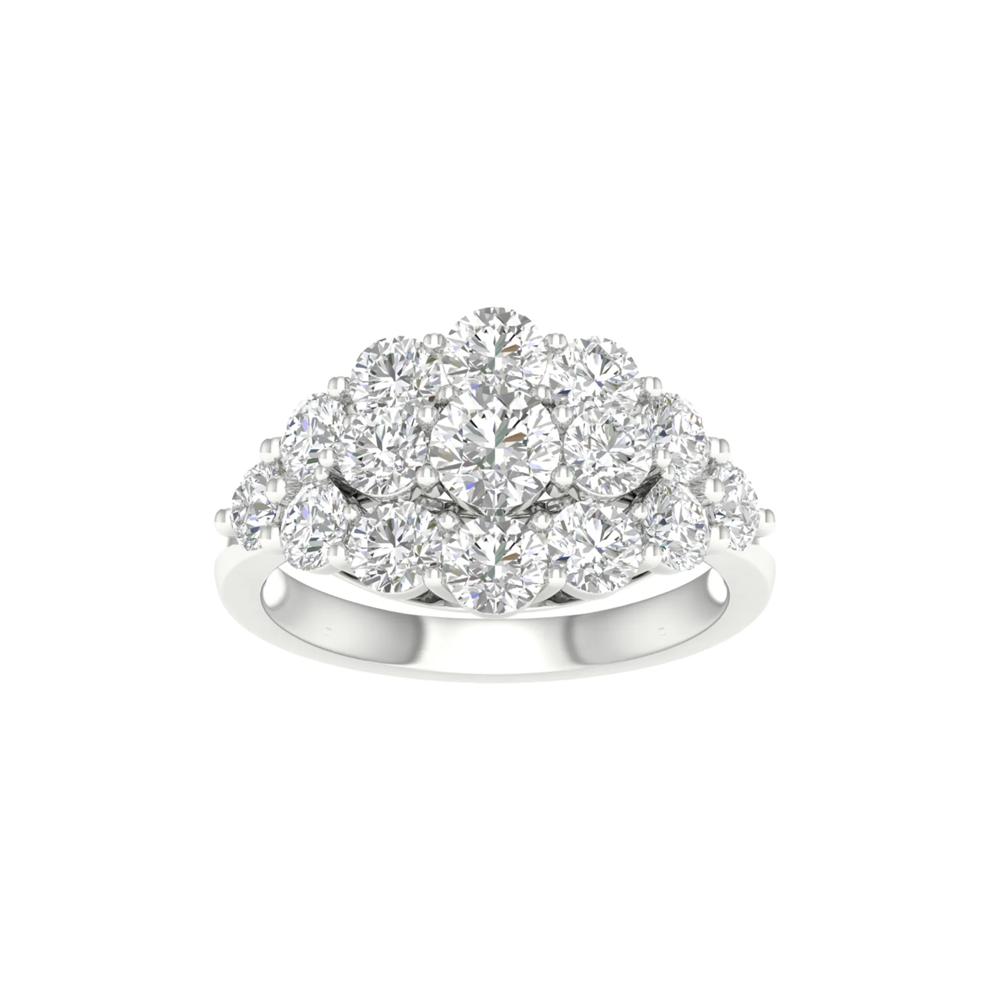 Lab Grown Diamond Round Cluster Ring in 14K White Gold (3 ct. tw.) – Image 1 of 4