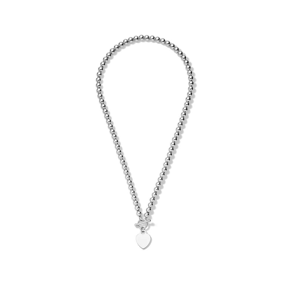 Heart Disc Bead Necklace in Sterling Silver – Image 3 of 4