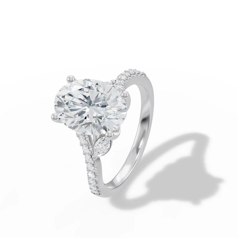 Lab Grown Diamond Oval Center Engagement Ring in 14K White Gold (3 1/3 ct. tw.) – Image 4 of 4