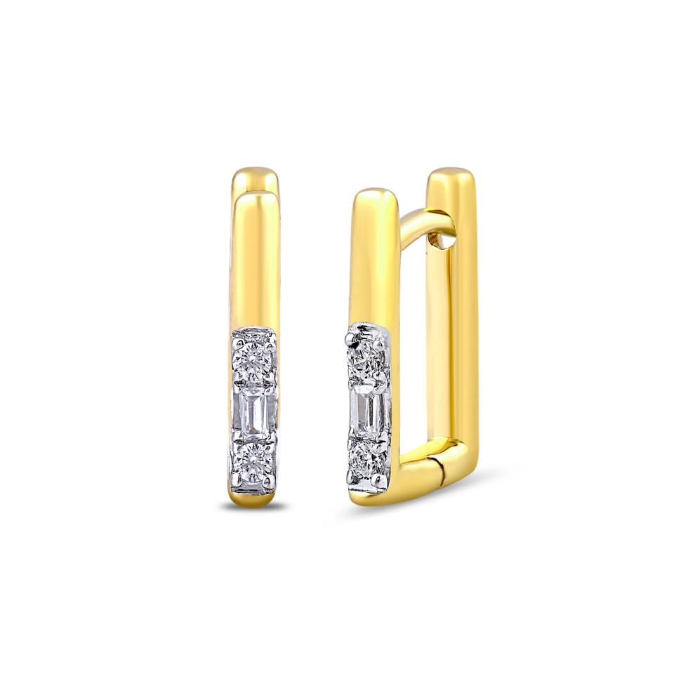 Rectangular Diamond Hoops in 10K Yellow Gold (1/10 ct. tw.) – Image 2 of 2