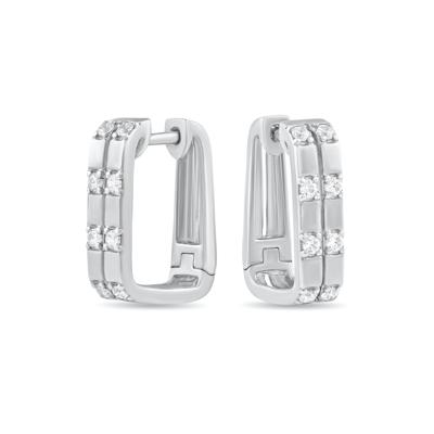 Diamond Double Row Hoop Earrings in Sterling Silver (1/4 ct. tw.)