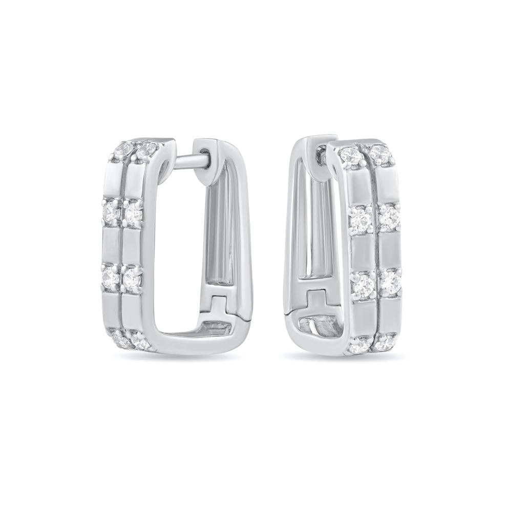 Diamond Double Row Hoop Earrings in Sterling Silver (1/4 ct. tw.) – Image 1 of 2