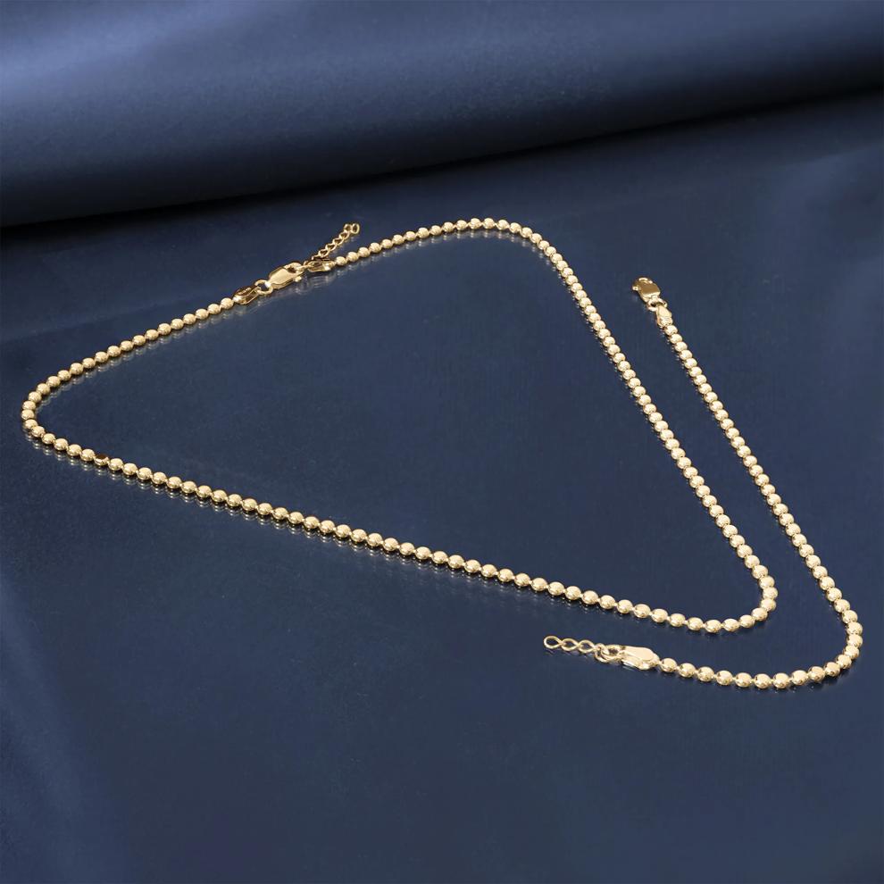 Flat Bead Chain in Vermeil, 18" – Image 7 of 7