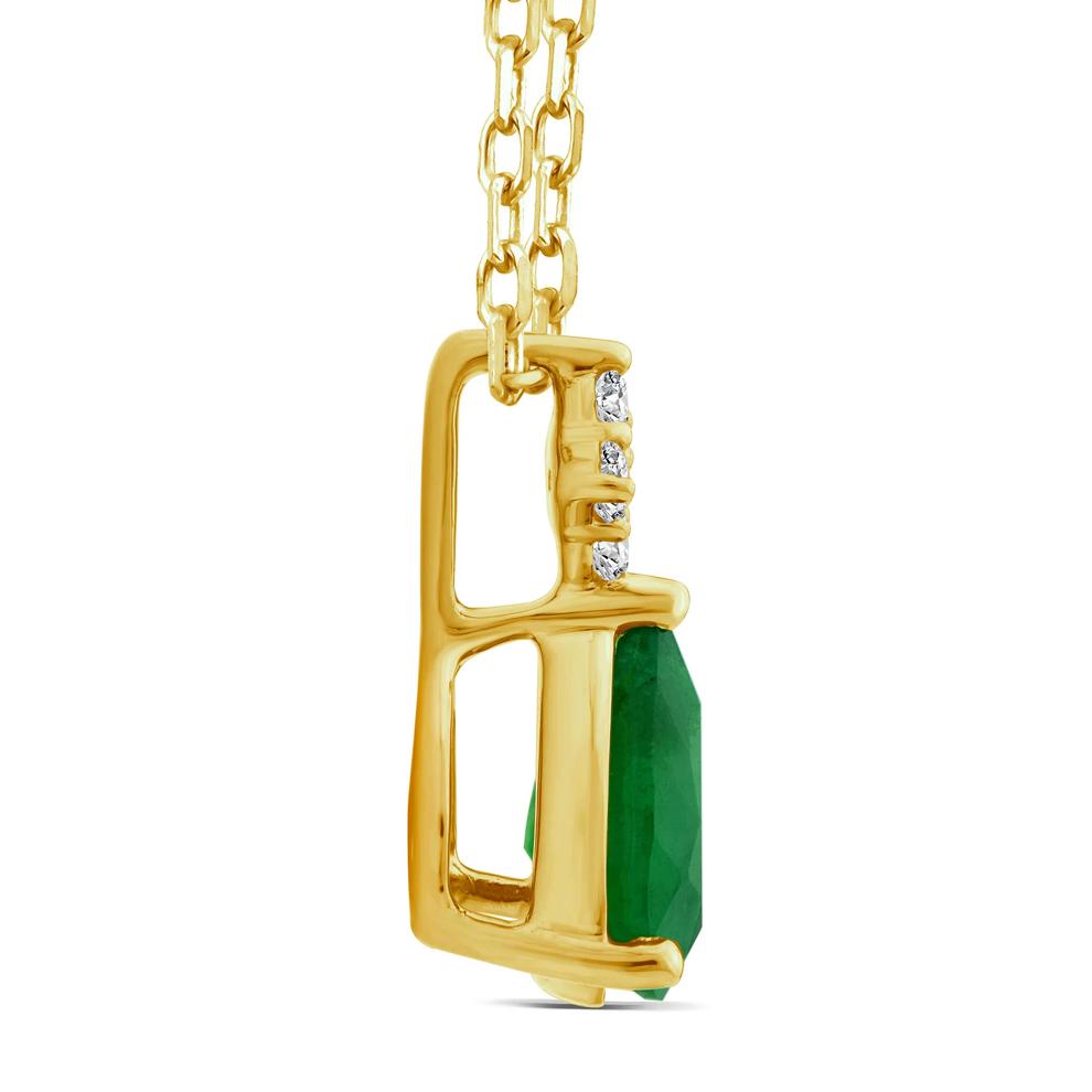 Emerald and Diamond Accent Drop Pendant in 10K Yellow Gold – Image 2 of 2