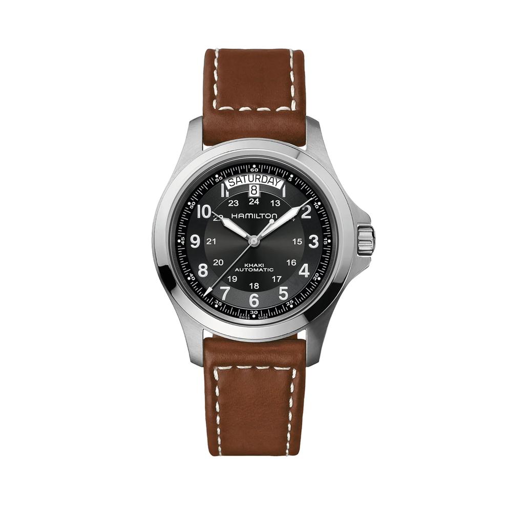Khaki Field King Auto Watch with Brown Leather Strap – Image 1 of 3
