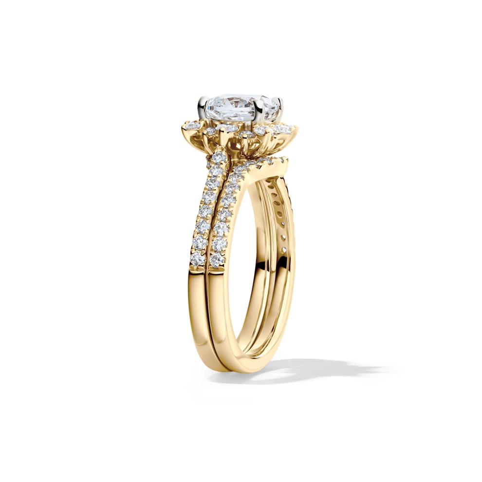 Valentina Cushion-Cut Lab Grown Diamond Halo Bridal Set in 14K Yellow Gold (2 1/4 ct. tw.)  – Image 3 of 6