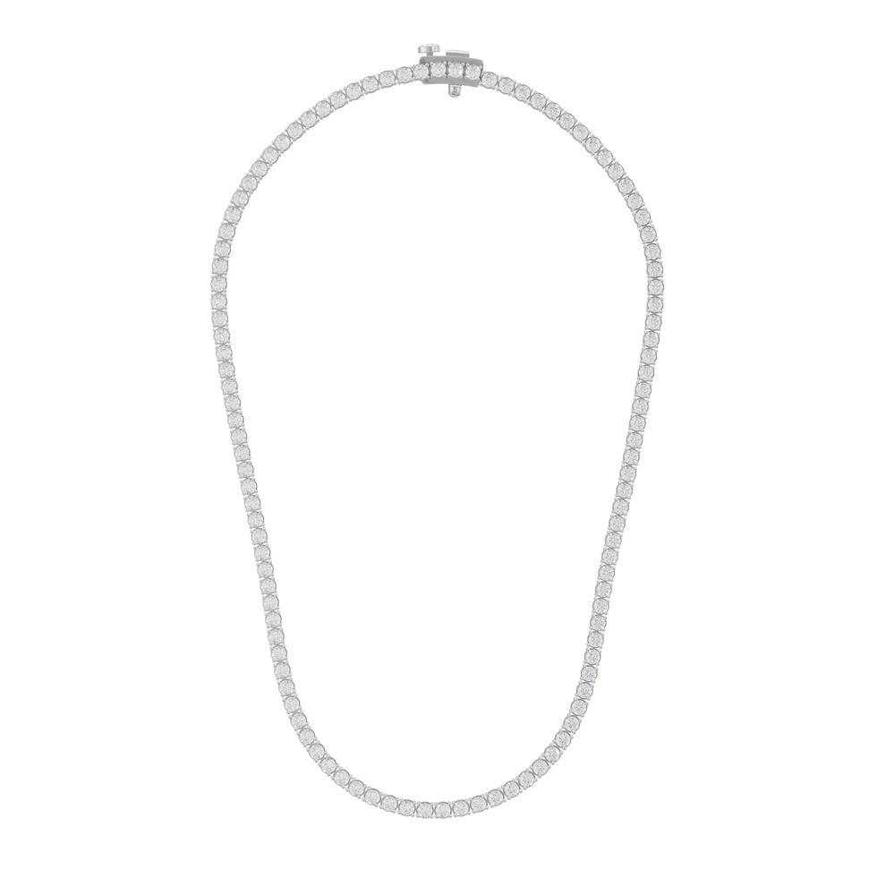 Lab Grown Diamond Round Tennis Necklace in 14K White Gold (10 ct. tw.) – Image 2 of 4