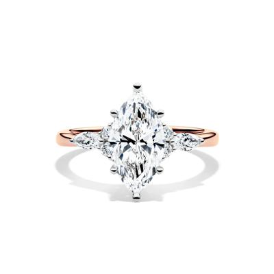 Lab Grown Diamond Marquise-Cut Engagement Ring in 14K Rose and White Gold (2 1/4 ct. tw.)