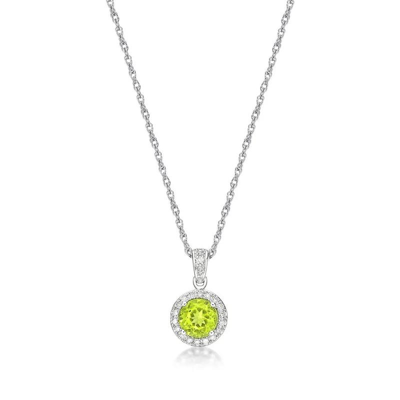 Peridot &amp; 1/10 ct. tw. Diamond Pendant in Sterling Silver – Image 4 of 4