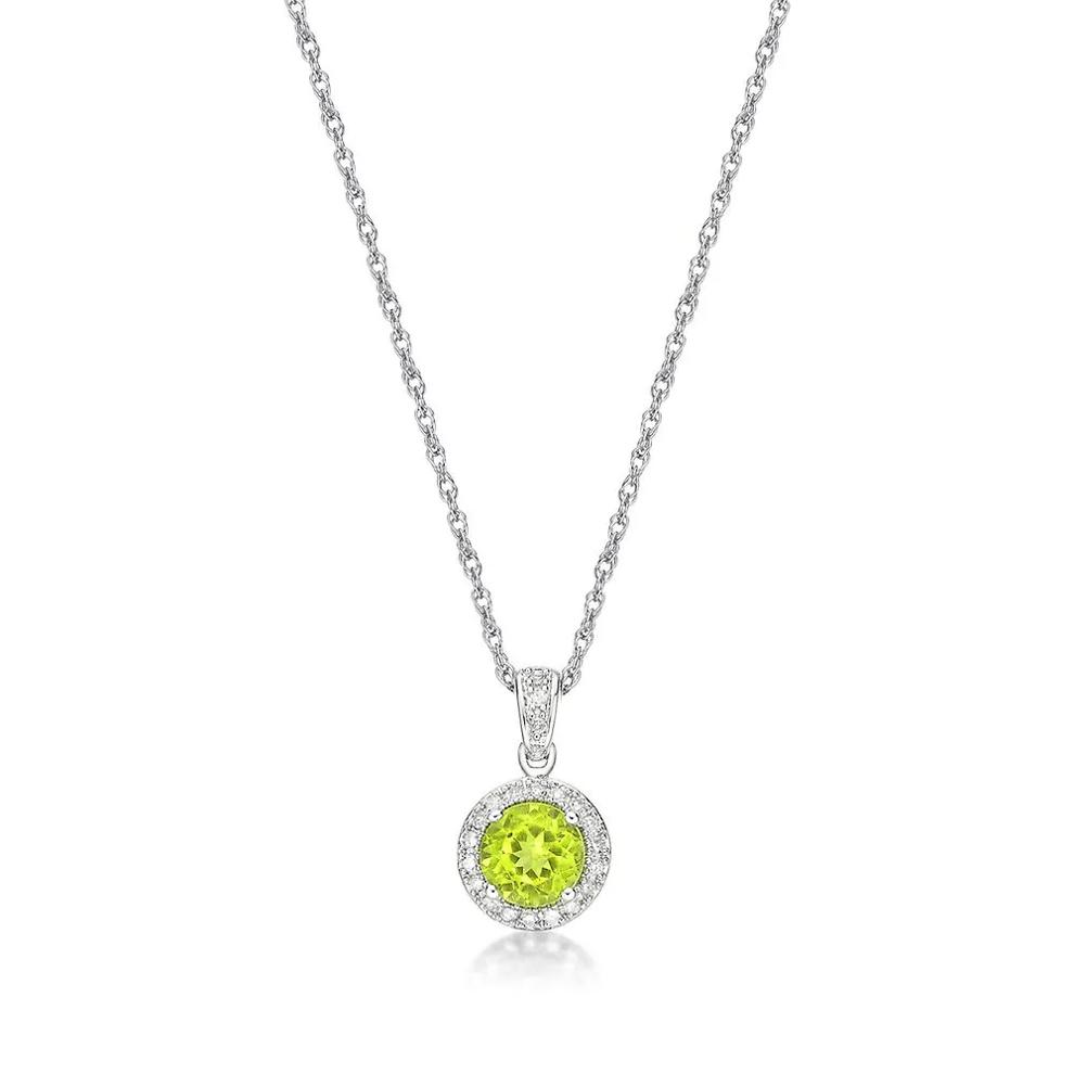 Peridot &amp; 1/10 ct. tw. Diamond Pendant in Sterling Silver – Image 4 of 4