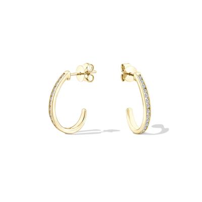 Diamond J-Hoop Earrings in 10K Yellow Gold (1/2 ct. tw.)