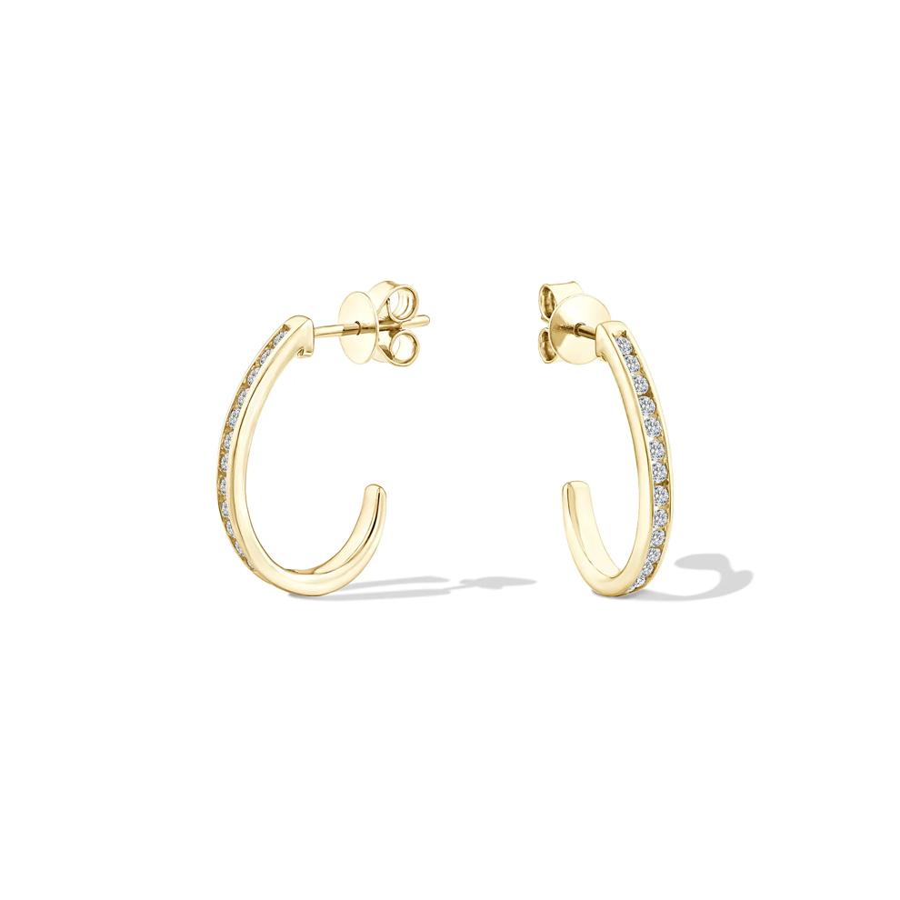 Diamond J-Hoop Earrings in 10K Yellow Gold (1/2 ct. tw.) – Image 1 of 2