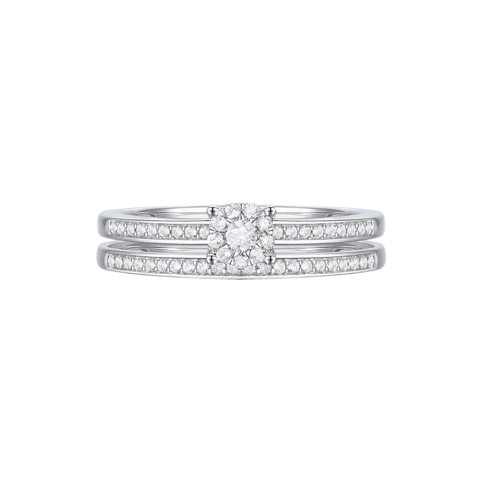 Diamond Double-Row Halo Promise Ring in Sterling Silver (1/4 ct. tw.) – Image 1 of 3