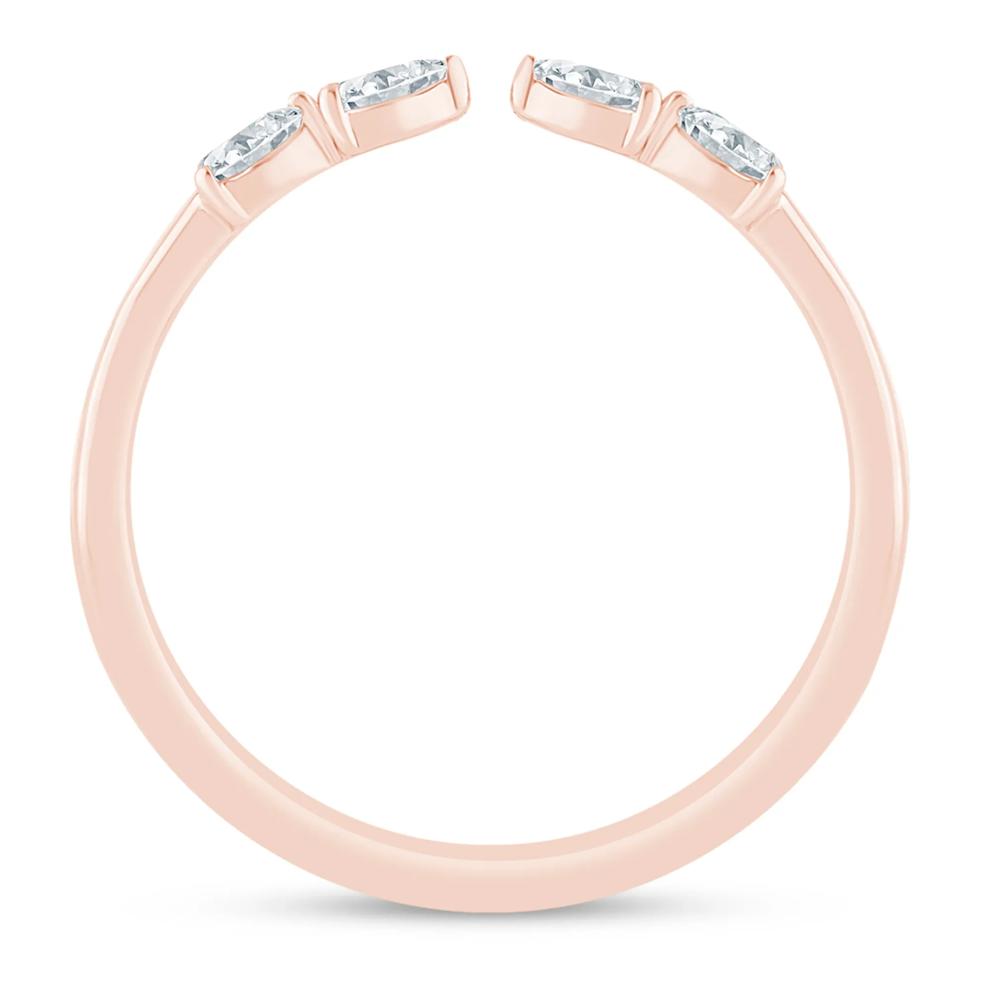 Pear-Shaped Lab Grown Diamond Open Anniversary Band in 14K Rose Gold (1/7 ct. tw.) – Image 2 of 3