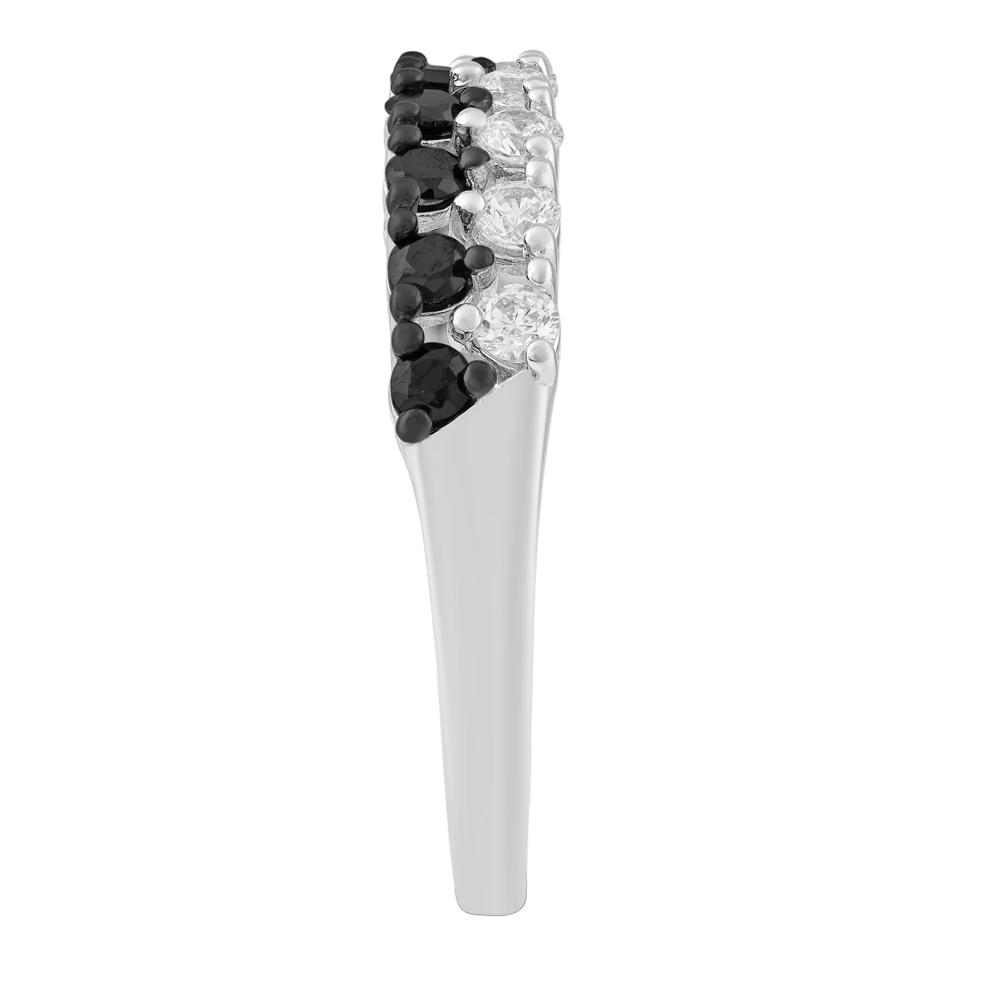 Black &amp; White Diamond Double-Row Band in Sterling Silver (3/4 ct. tw.) – Image 3 of 3