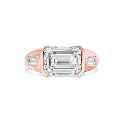 Lennox Lab Grown Diamond Emerald-Cut Center in 14K Rose Gold (3 3/8 ct. tw.)