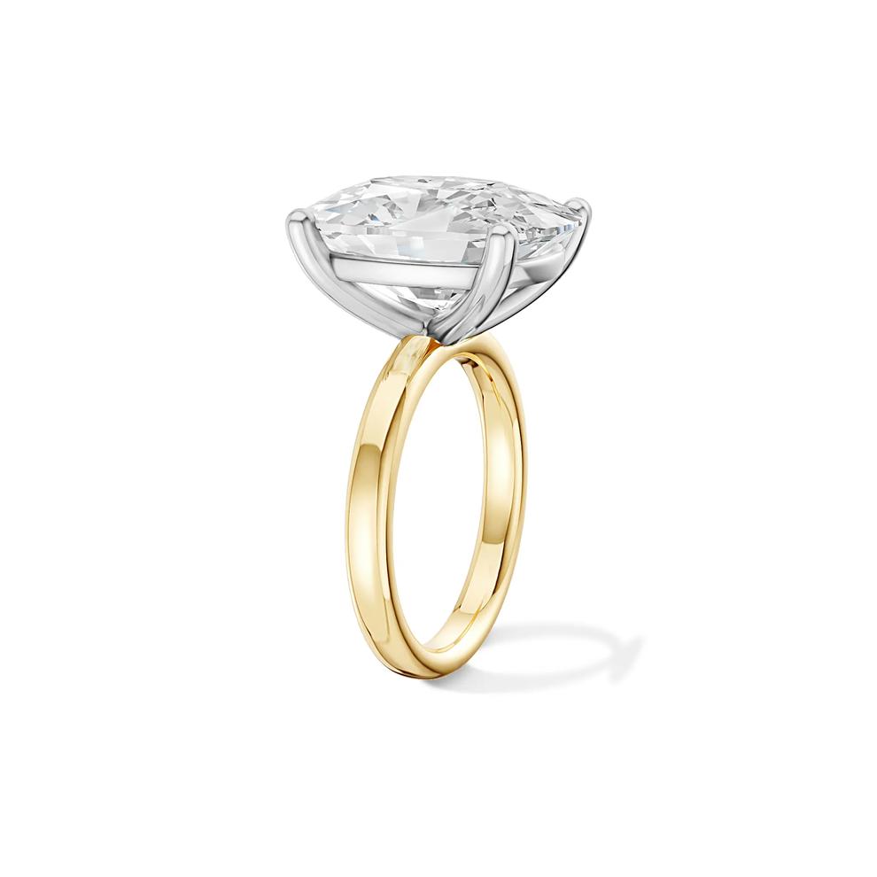Lab Grown Diamond Elongated Cushion Solitaire Engagement Ring in 14K Yellow &amp; White Gold (10 ct.) – Image 3 of 5