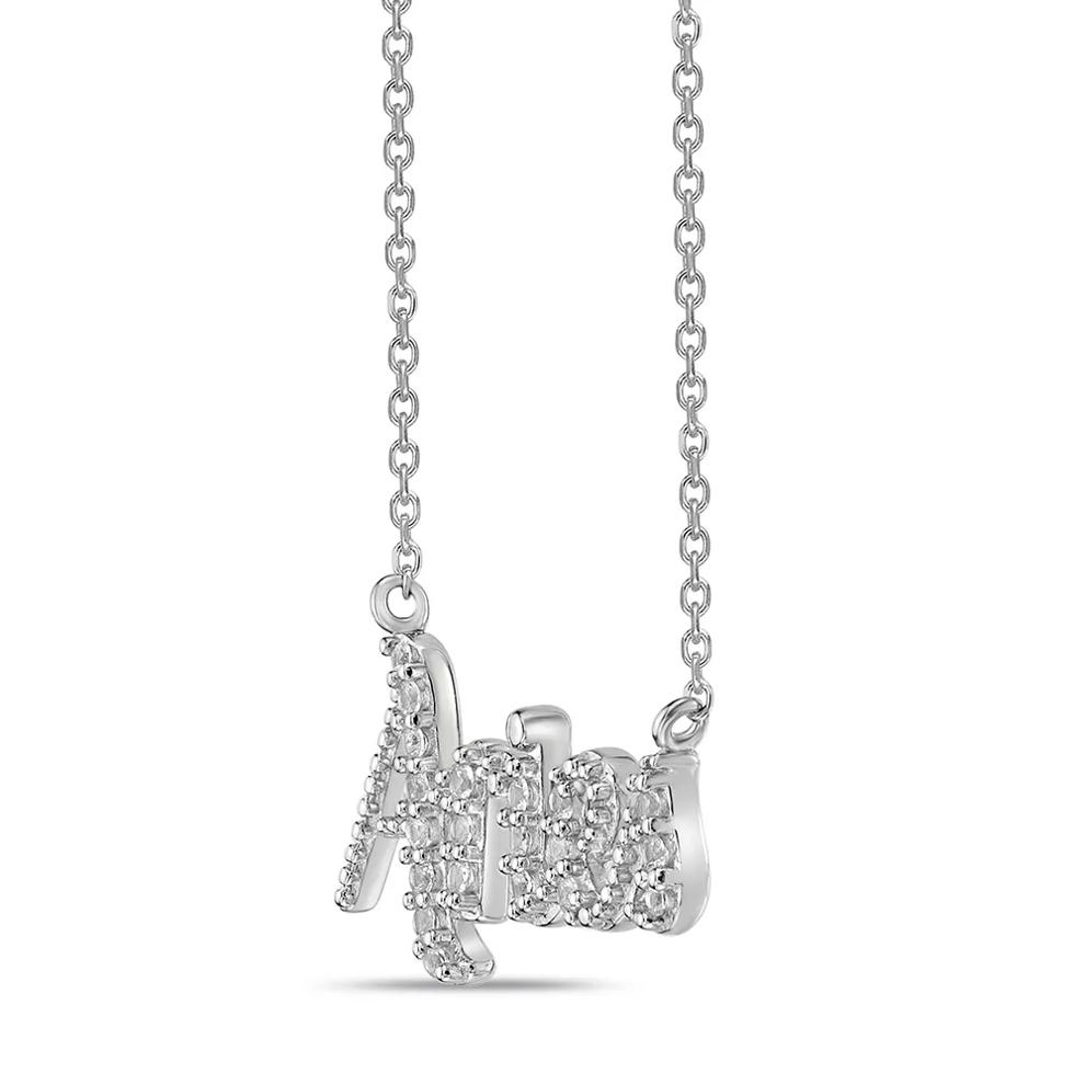 Aries Lab Created White Sapphire Necklace in Sterling Silver – Image 2 of 3