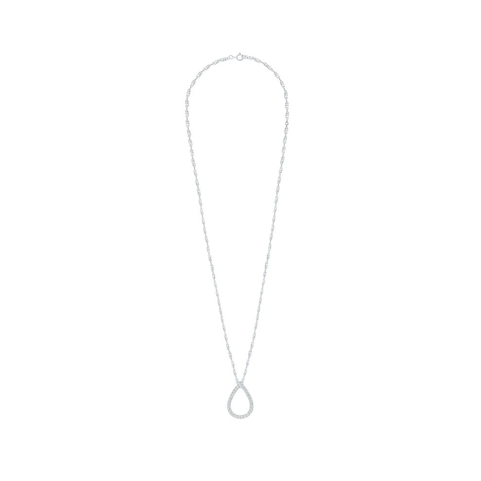 Diamond Pear-Shaped Pendant Necklace in 10K White Gold (1/10 ct. tw.) – Image 2 of 4