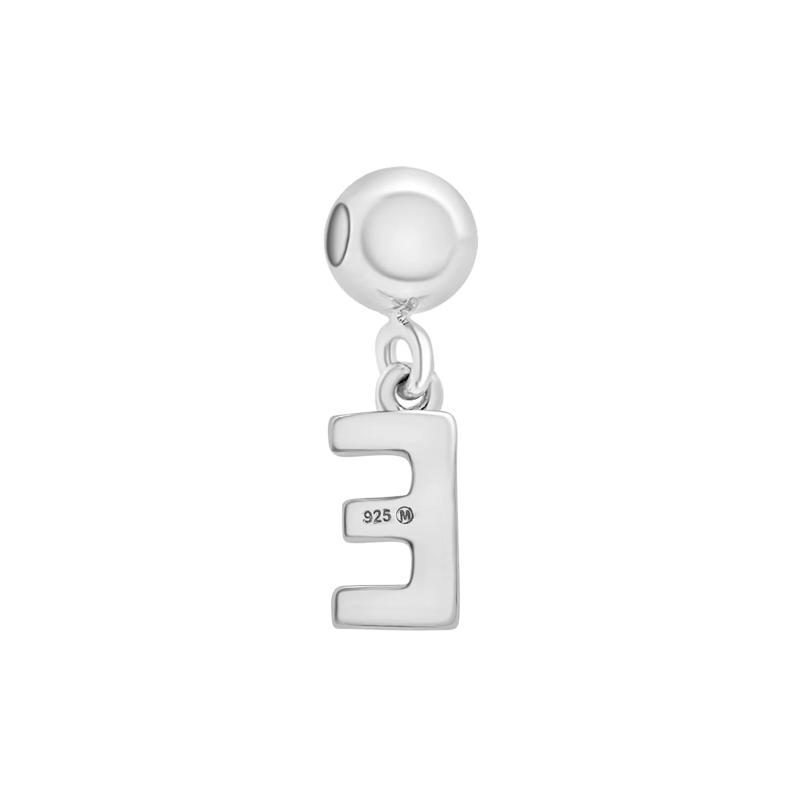 Diamond Accent E Initial Bead Charm in Sterling Silver – Image 3 of 3