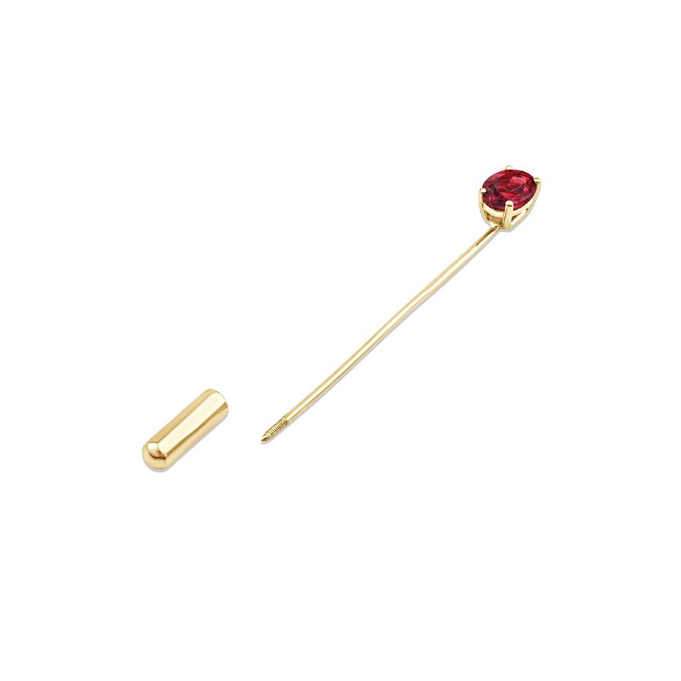 Men's Red Garnet Lapel Pin in 14K Gold Vermeil – Image 2 of 3