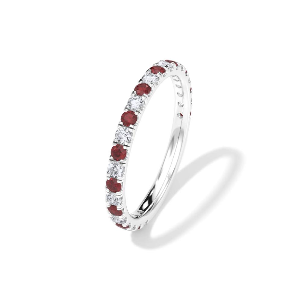 Lab Grown Diamond &amp; Lab-Created Ruby Anniversary Band in 14K White Gold (1/3 ct. tw.) – Image 4 of 4