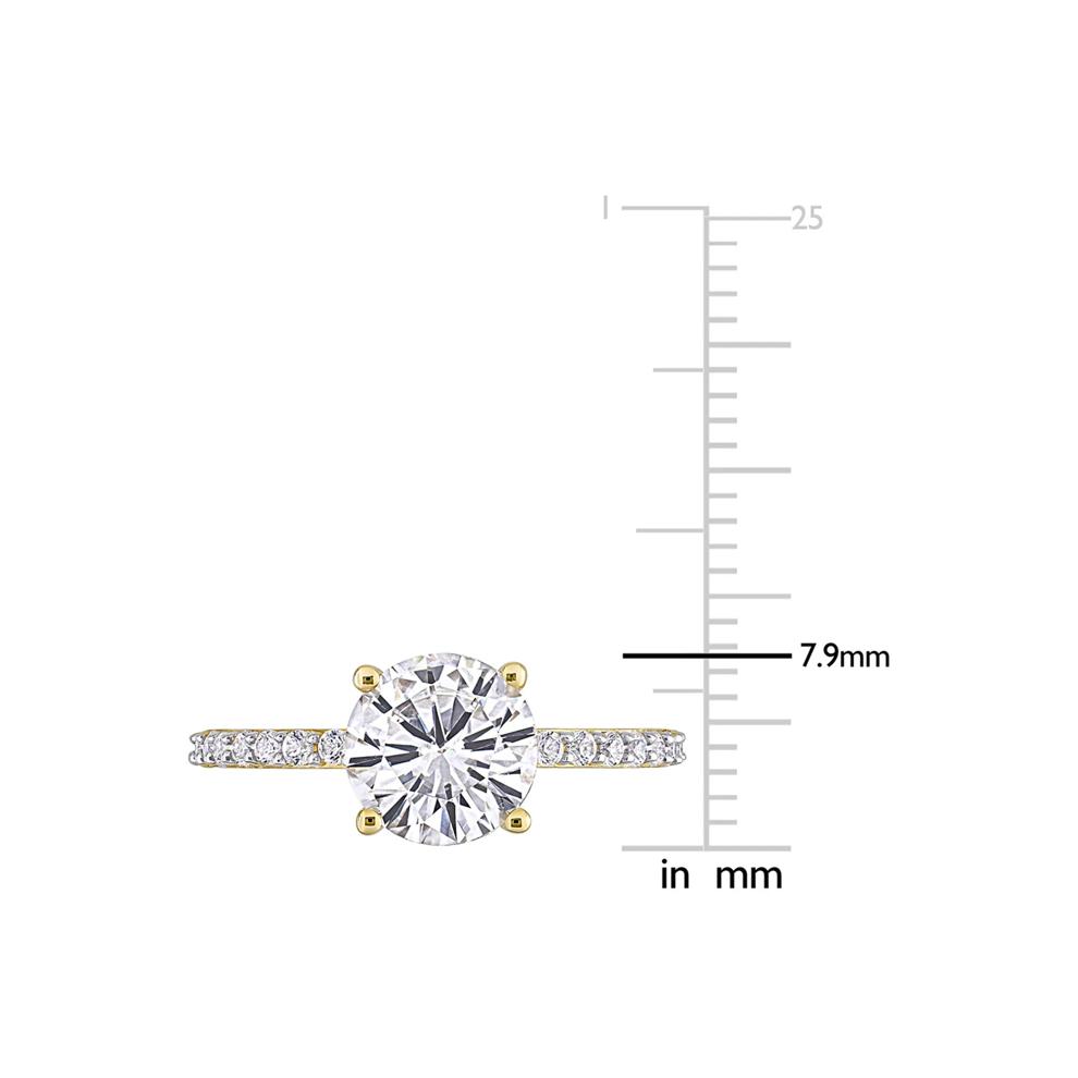 Lab Created White Sapphire Ring with Pav&eacute; Band in 10K Yellow Gold (2 3/4 ct. tw.) – Image 4 of 6