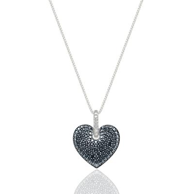 Black and White Diamond Heart Pendant in Sterling Silver (1/3 ct. tw.)