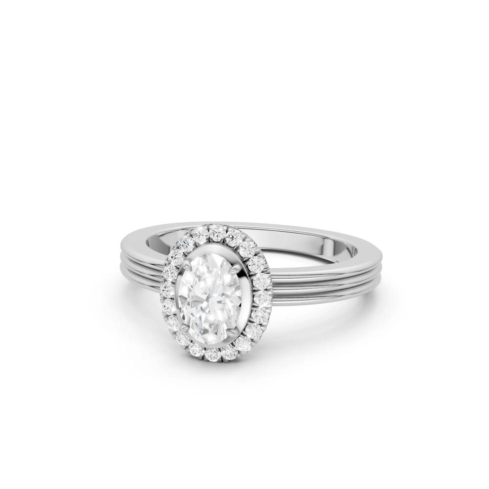 Diamond Oval Halo Engagement Ring in 14K White Gold (5/8 ct. tw.) – Image 2 of 5
