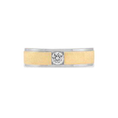 Men's Diamond Two-Tone Ring in 10K White & Yellow Gold (1/3 ct. tw.)
