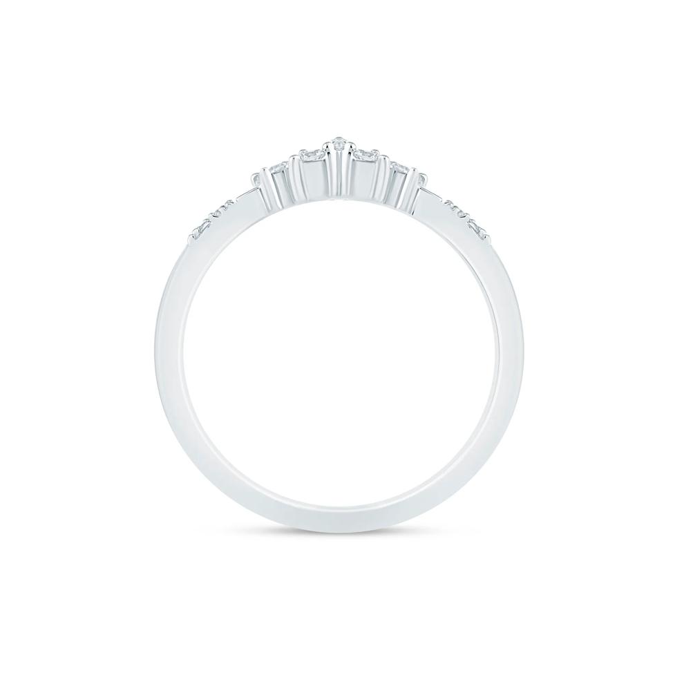 Marquise-Cut and Round Chevron Contour Band in 14K White Gold (1/8 ct. tw.) – Image 2 of 3