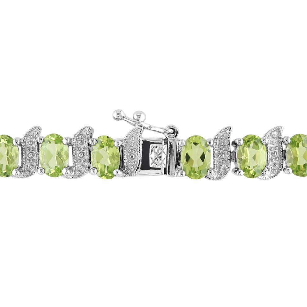Peridot &amp; Diamond Accent Bracelet in Sterling Silver – Image 2 of 5