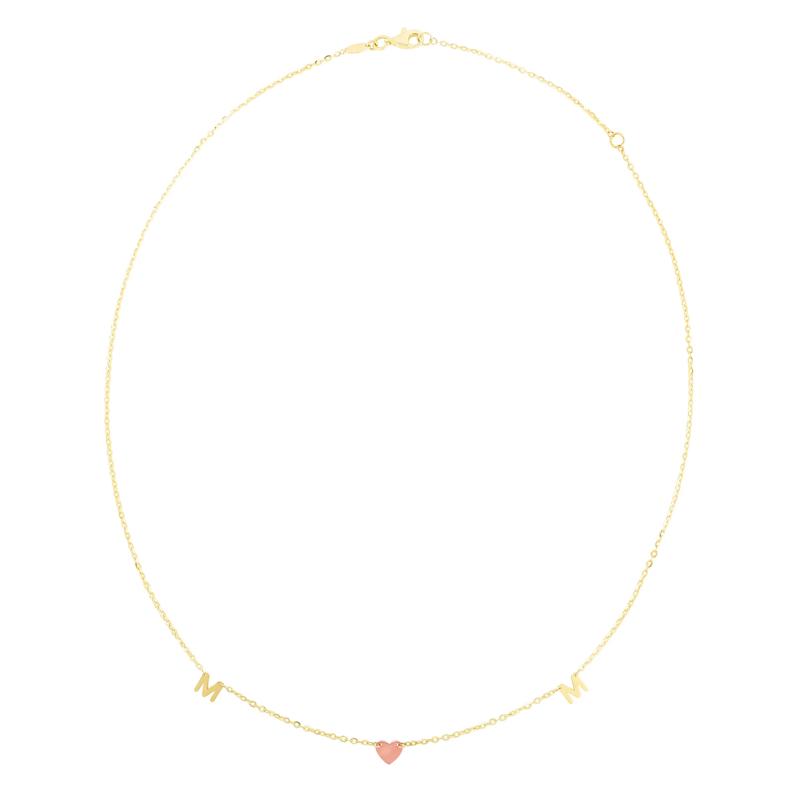 Mom Heart Necklace in 14K Yellow and Rose Gold – Image 2 of 3