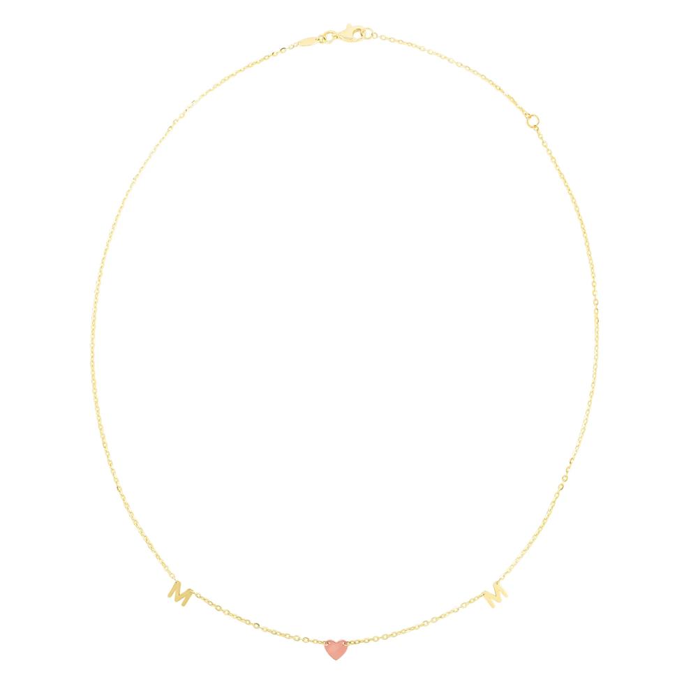 Mom Heart Necklace in 14K Yellow and Rose Gold – Image 2 of 3