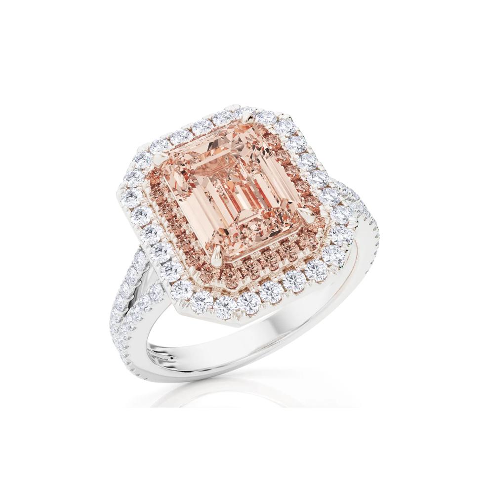 Lab Grown Diamond Pink &amp; White Engagement Ring in 14K White &amp; Rose Gold (3 3/4 ct. tw.) – Image 5 of 5