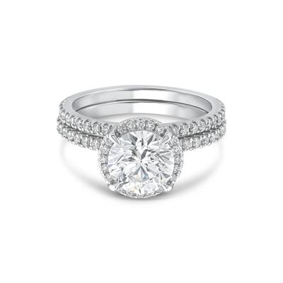 Lab Grown Diamond Round Halo Bridal Set in 14K White Gold (2 3/4 ct. tw.)