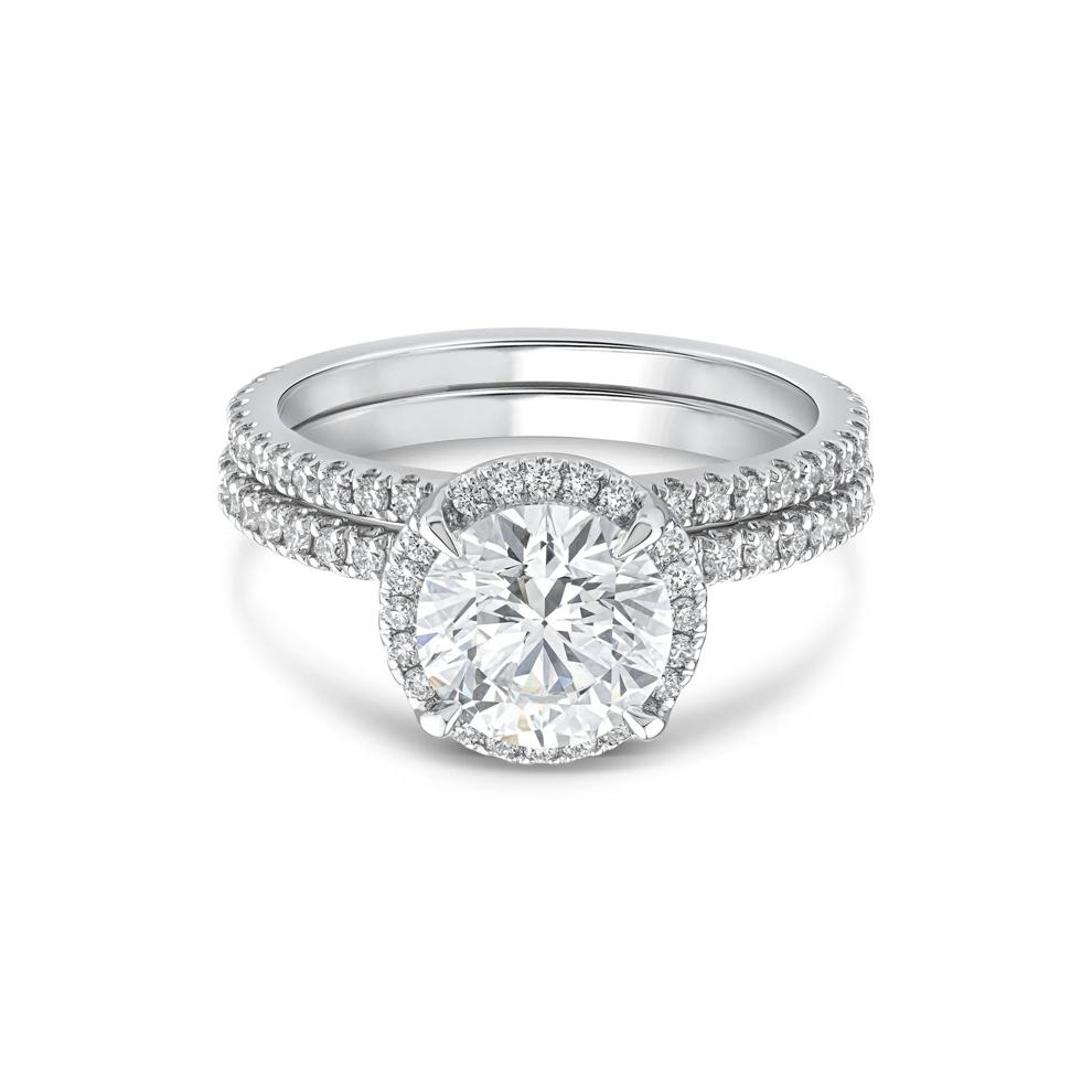 Lab Grown Diamond Round Halo Bridal Set in 14K White Gold (2 3/4 ct. tw.) – Image 1 of 3