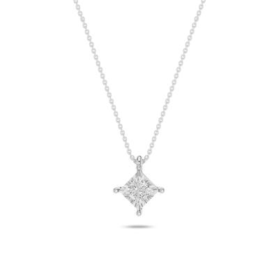 Lab Grown Princess-Cut Diamond Illusion Pendant in 10K White Gold (1/4 ct. tw.)