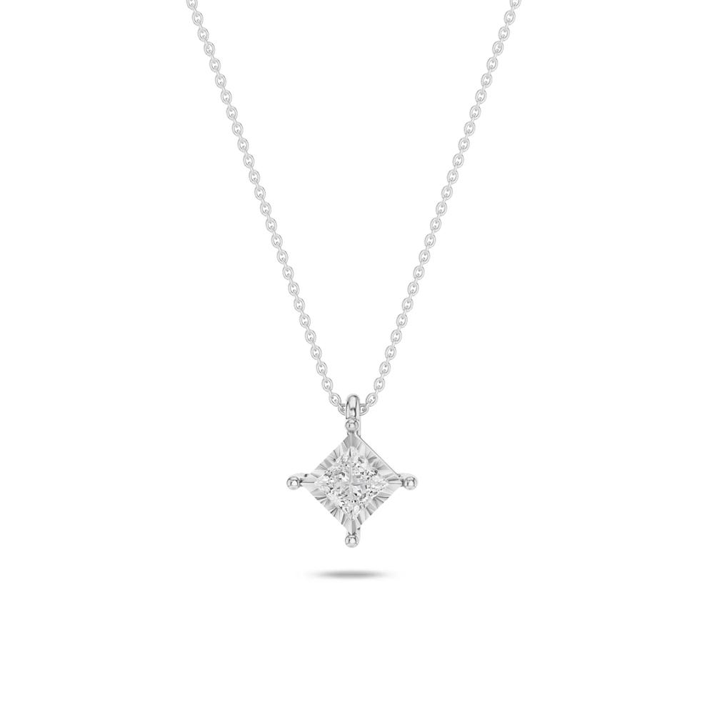 Lab Grown Princess-Cut Diamond Illusion Pendant in 10K Gold – Image 1 of 1