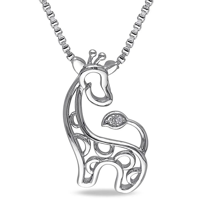 Diamond Giraffe Pendant in Sterling Silver – Image 1 of 3