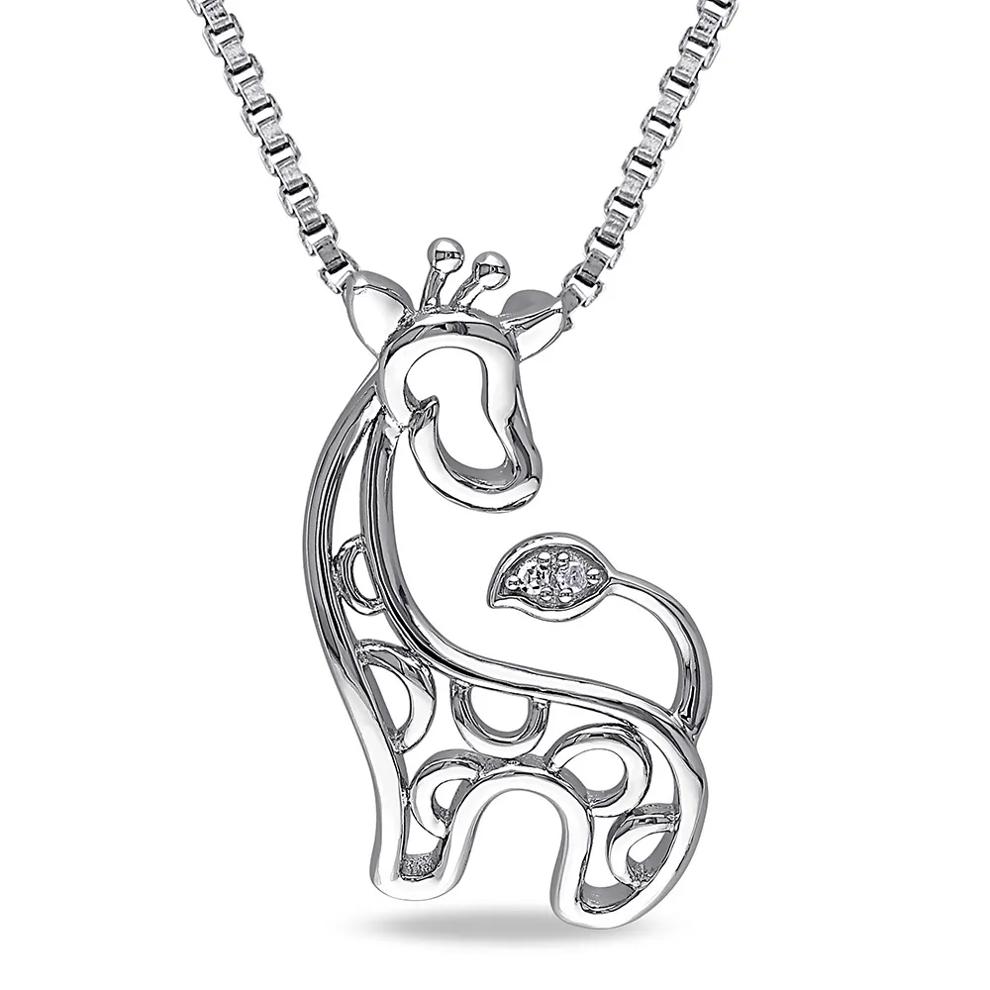 Diamond Giraffe Pendant in Sterling Silver – Image 1 of 3